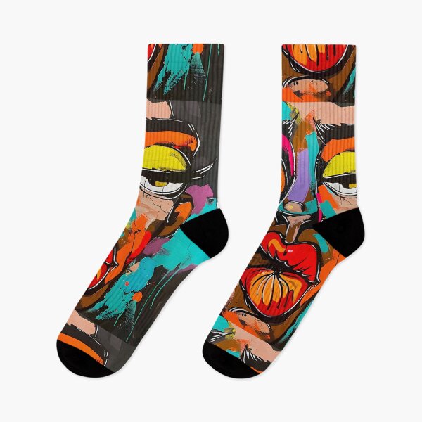 Item preview, Sarcastic - Colorful Abstract Face with Prominent Lips and Cigar, Bold Contrasting Colors designed and sold by OlfactoART Studio.