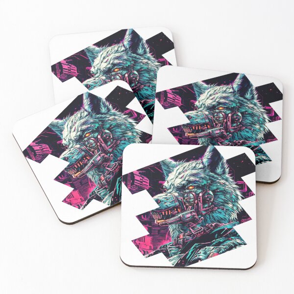 Item preview, Cyber wolf of the future in magenta tones designed and sold by PixelCraftDSG.