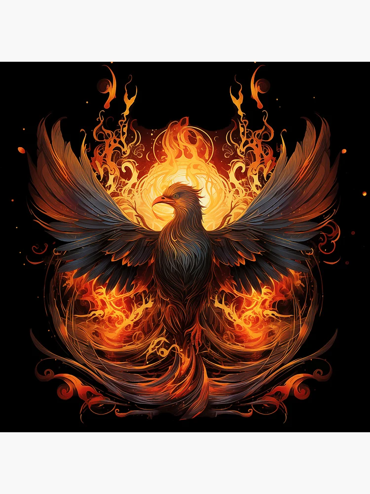 Thumbnail 4 of 4, Clock, Phoenix Rising from Flames designed and sold by AIStudioProject.