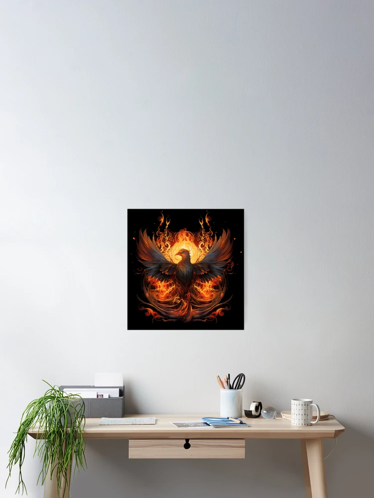Thumbnail 2 of 3, Poster, Phoenix Rising from Flames designed and sold by AIStudioProject.