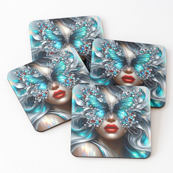Item preview, Blue butterfly jewel spakrling eyed girl designed and sold by EmeraldeaArt.