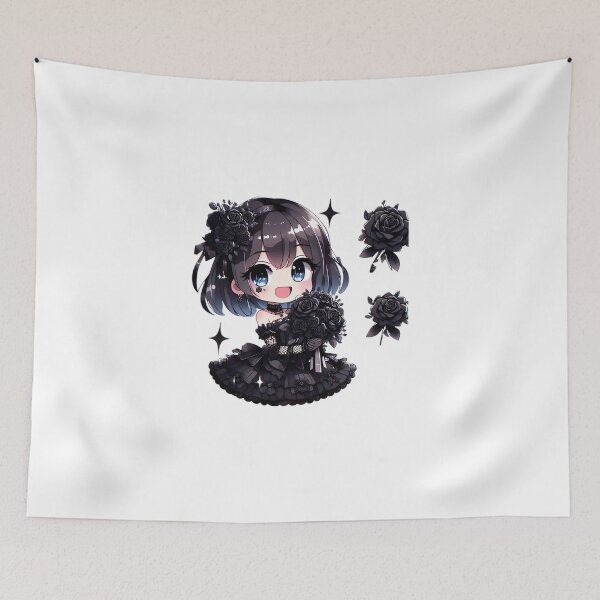 Item preview, Blue eyed kawaii anime Goth Girl  designed and sold by StickyGuys.