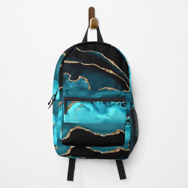 Item preview, Blue-Teal With Gold-Colored (Faux) Marble-Agate designed and sold by DEC02.