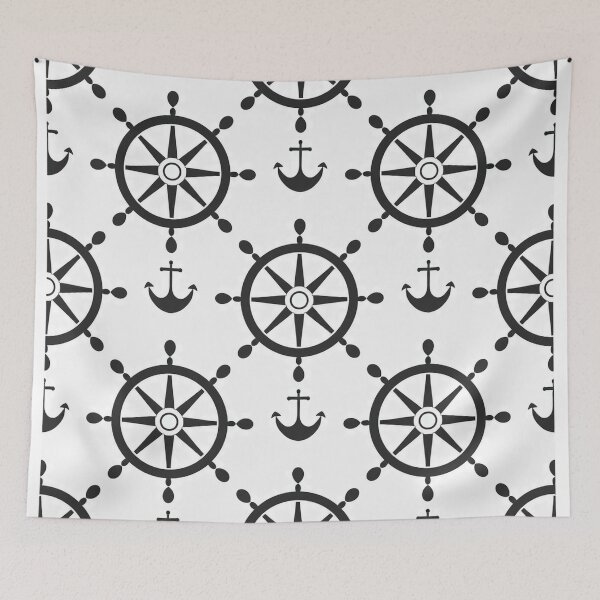 Item preview, Minimalist, black and white graphic depicting a sailing rudder./2 designed and sold by My-fake-places.