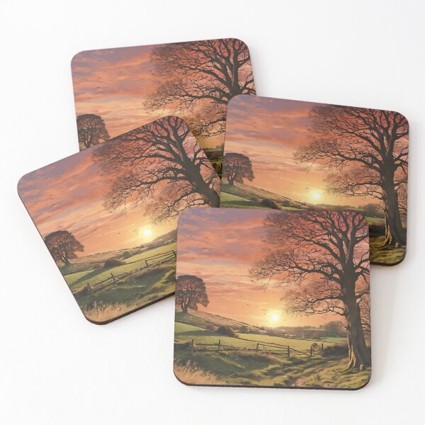 Item preview, Vibrant Sunset: Colorful England Oilpainted Landscape Art designed and sold by Zoltan89.