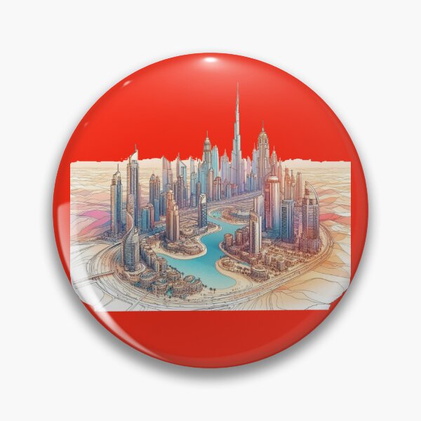 Item preview, Dubai Cityscape 3D Sketch with Desert,  designed and sold by PaintMeWorld.