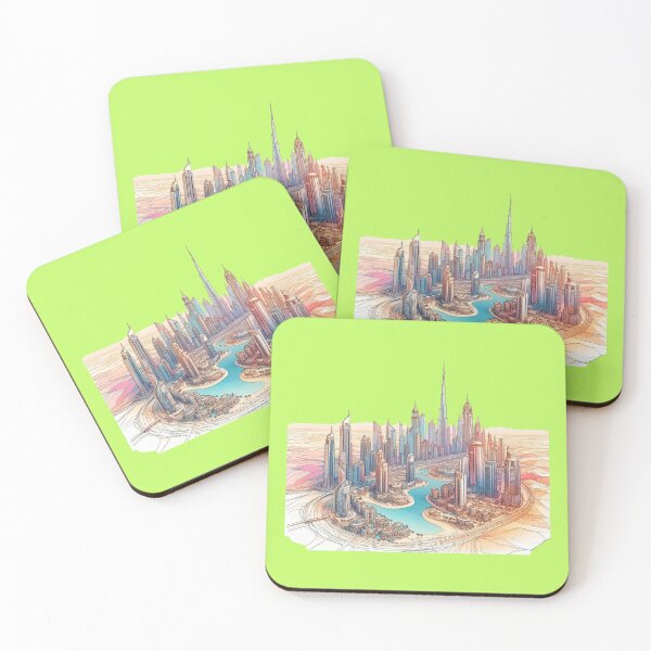 Item preview, Dubai Cityscape 3D Sketch with Desert,  designed and sold by PaintMeWorld.