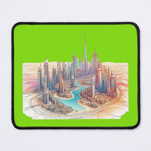 Item preview, Dubai Cityscape 3D Sketch with Desert, designed and sold by PaintMeWorld.