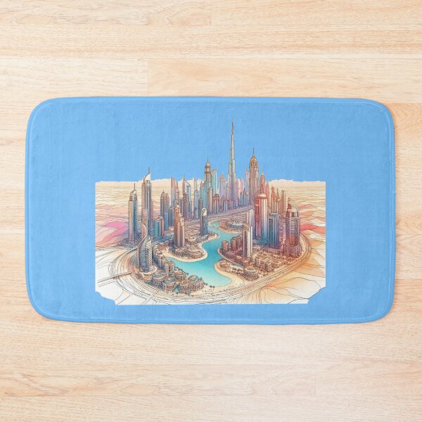 Item preview, Dubai Cityscape 3D Sketch with Desert,  designed and sold by PaintMeWorld.