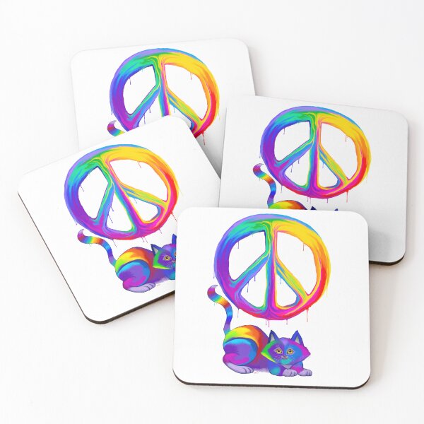 Item preview, Colorful Rainbow Painted Peace Cat and Peace Sign designed and sold by Nick Gustafson.