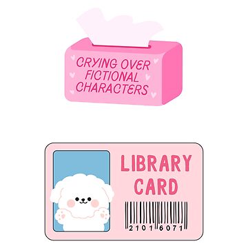 Vorschaubild zum Design crying over fictional characters and dog library card - pink cute bookish pack von catdiasart