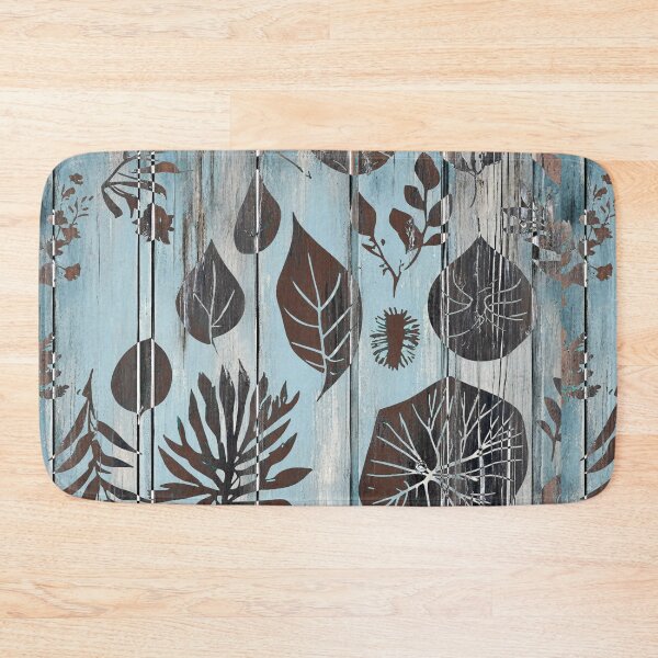 Item preview, Blue Wood Distressed with brown leaves Design 342 designed and sold by artbylucie.