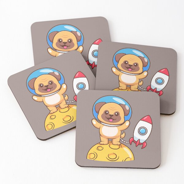 Item preview, Cute Pug Dog Astronaut Flying with Rocket Cartoon Vector Icon Illustration designed and sold by hjian8219.