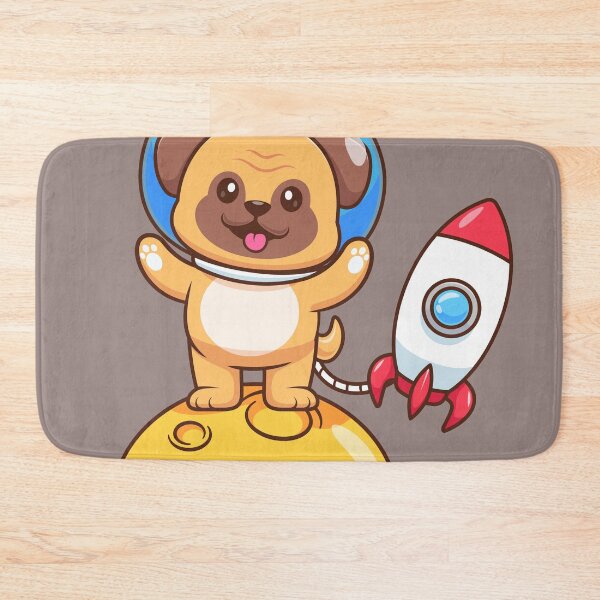 Item preview, Cute Pug Dog Astronaut Flying with Rocket Cartoon Vector Icon Illustration designed and sold by hjian8219.