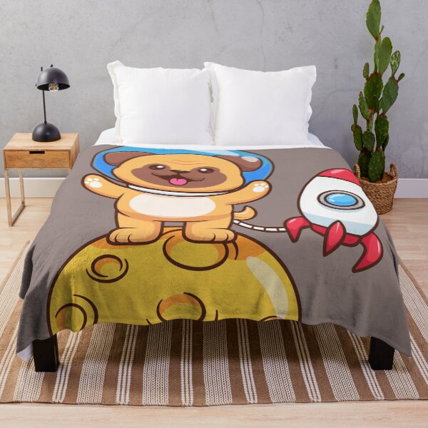 Item preview, Cute Pug Dog Astronaut Flying with Rocket Cartoon Vector Icon Illustration designed and sold by hjian8219.