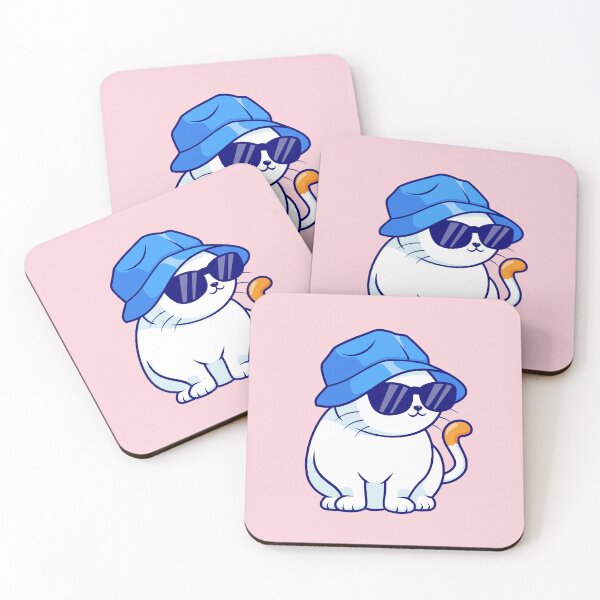 Item preview, Cute Cat Sitting with Hat and Glasses Cartoon Vector Icon Illustration designed and sold by hjian8219.