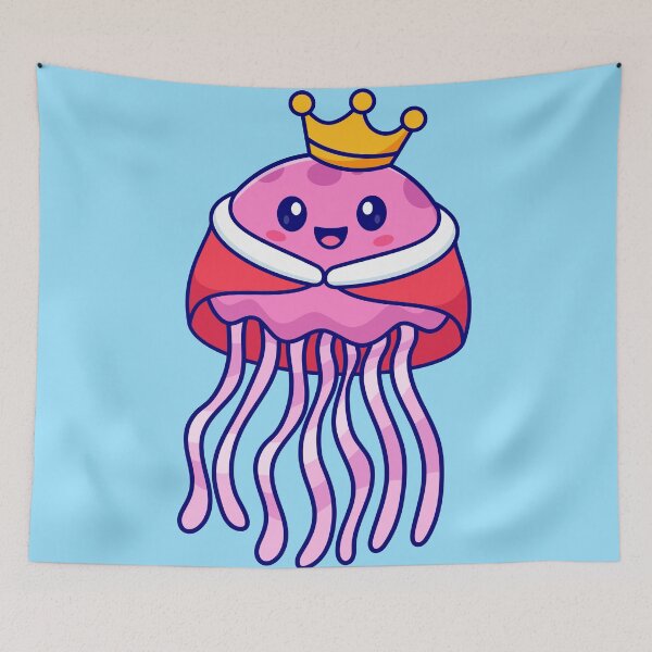 Item preview, Cute Jellyfish King with Crown Cartoon Vector Icon Illustration designed and sold by hjian8219.