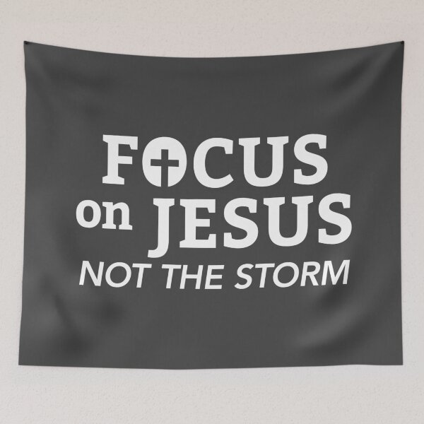 Item preview, Focus On Jesus Not The Storm Bible Quote Christian Saying gray charcoal background HD HIGH QUALITY ONLINE STORE designed and sold by bard-art.