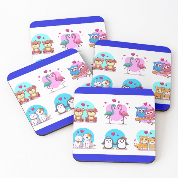 Item preview, 6 Animal Couples with Love Hearts Cartoon Vector Icon Illustration designed and sold by hjian8219.