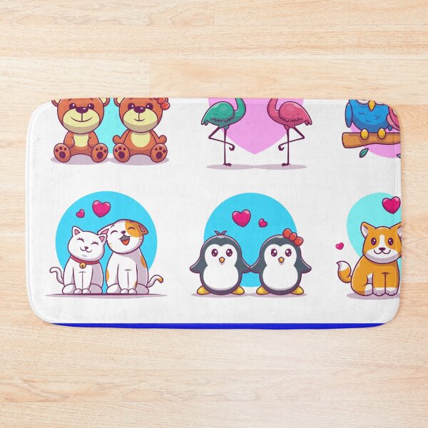 Item preview, 6 Animal Couples with Love Hearts Cartoon Vector Icon Illustration designed and sold by hjian8219.