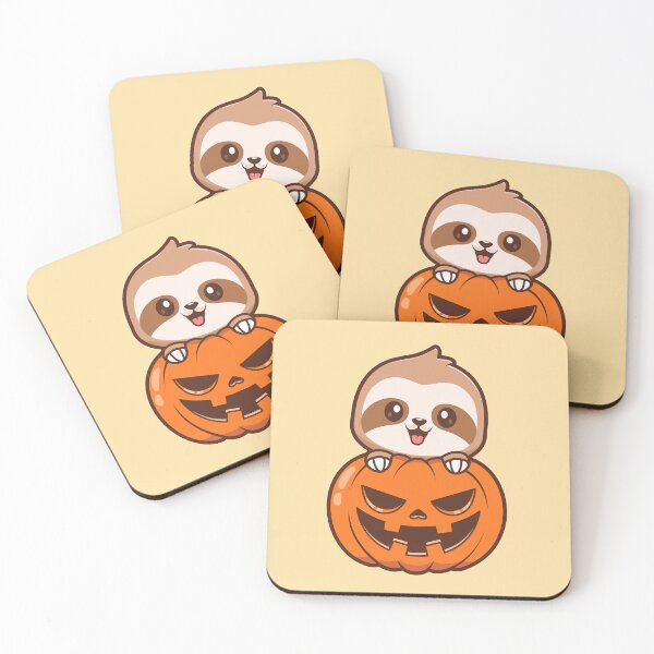 Item preview, Cute Sloth with Pumpkin Halloween Cartoon Vector Icon Illustration designed and sold by hjian8219.