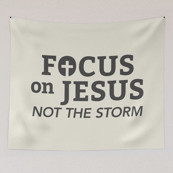 Item preview, Focus On Jesus Not The Storm Bible Quote Christian Saying charcoal on beige background HD HIGH QUALITY ONLINE STORE designed and sold by bard-art.