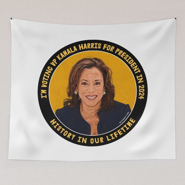 Item preview, I'm Voting VP Kamala Harris for President in 2024 Black & Yellow Orange designed and sold by Neil Feigeles.