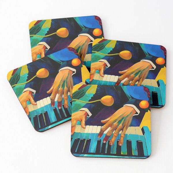 Item preview, Vibrant Colors and Dynamic Brushstrokes - Hands Playing Expressive Melody on Piano in Abstract Generative AI designed and sold by OlfactoART Studio.