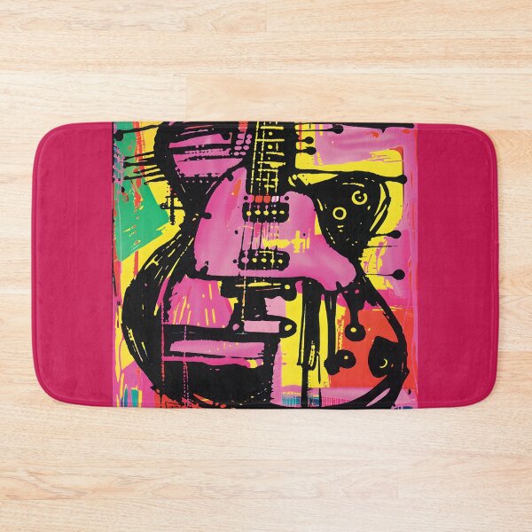 Item preview, Vibrant Electric Guitar with Abstract Multicolored Background - Energy and Movement in Pink, Yellow and Black AI Generated designed and sold by OlfactoART Studio.