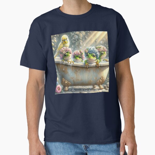Item preview, Budgie - Bath Day with Frogs designed and sold by LegademaArt.