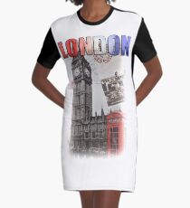 London Skyline Postcard Graphic T-Shirt Dress
