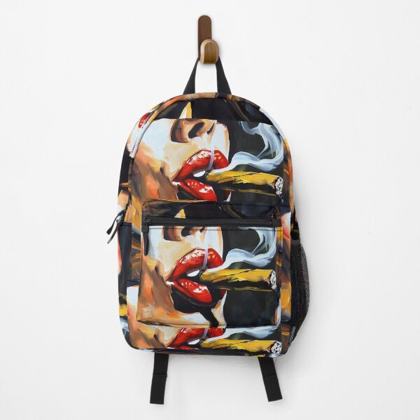 Item preview, Red Lips Gripping a Smoldering Cigar - Bold Brush Strokes and Vivid Colors with Curling Smoke designed and sold by OlfactoART Studio.
