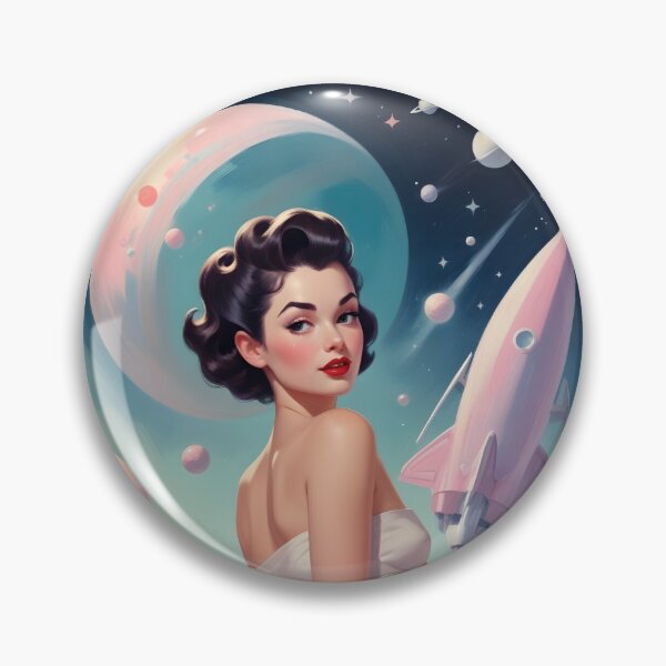 Item preview, Sci Fi Space Babe Pin Up Girl Style with Rocket - Art  designed and sold by ShopFanGirl.