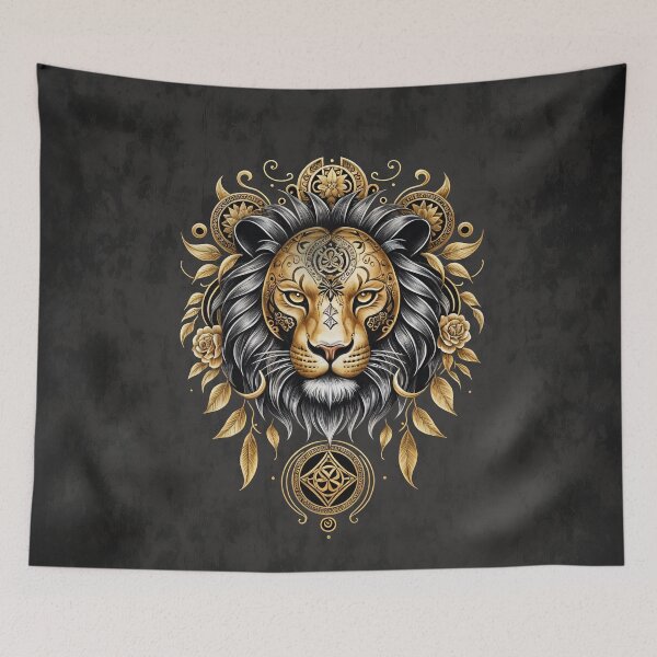 Item preview, Majestic golden lion head with black mane designed and sold by nicky2342.