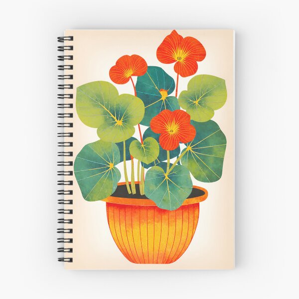 Item preview, A beautiful Nasturtium herb in the pot drawing, watercolor illustration designed and sold by trendiefoxx.