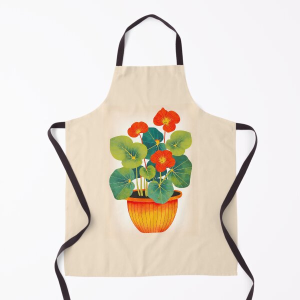 Item preview, A beautiful Nasturtium herb in the pot drawing, watercolor illustration designed and sold by trendiefoxx.
