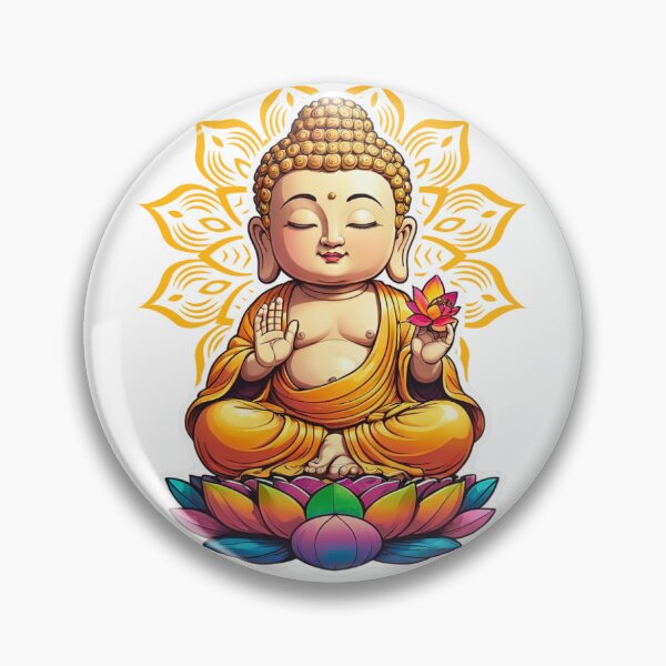 Item preview, Cute Tiny Buddha figure seated in a meditative pose on a lotus flower designed and sold by We-Ai-Art.