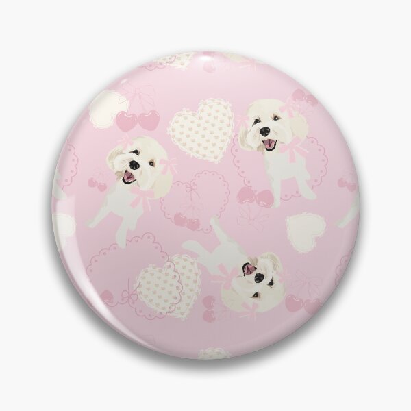 Aperçu de l'œuvre Coquette Puppy Coeurs Roses et Noeud Cerise créée et vendue par HoneyBooDesigns.