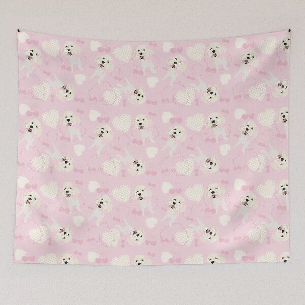 Item preview, Coquette Puppy Pink Hearts and Cherry Bow designed and sold by HoneyBooDesigns.