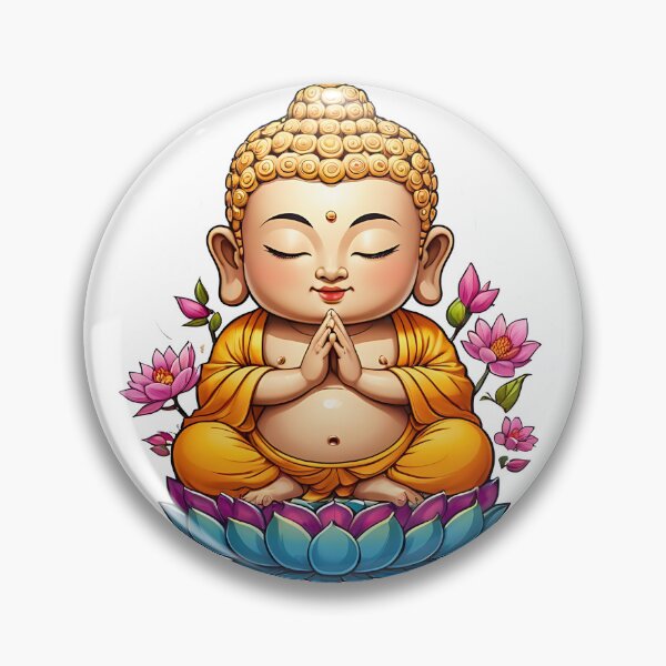Item preview, Cute Tiny Buddha seated in a meditative pose on a lotus flower Stickers designed and sold by We-Ai-Art.