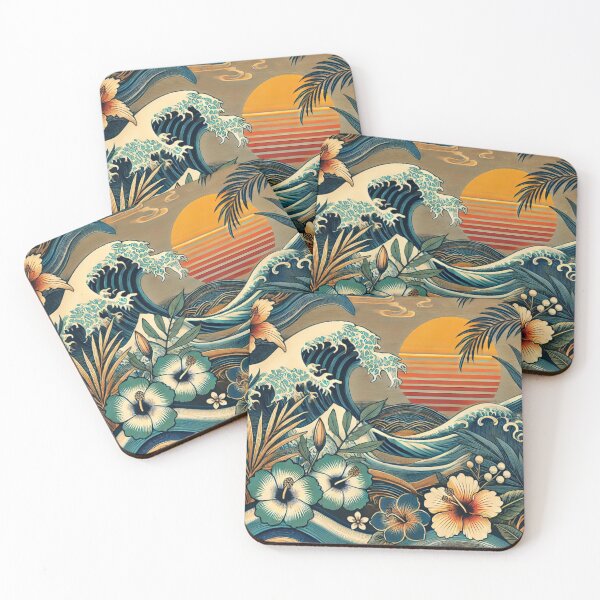 Item preview, Sunset Wave Serenade - Tropical Wave Art Print designed and sold by MellowLazy.