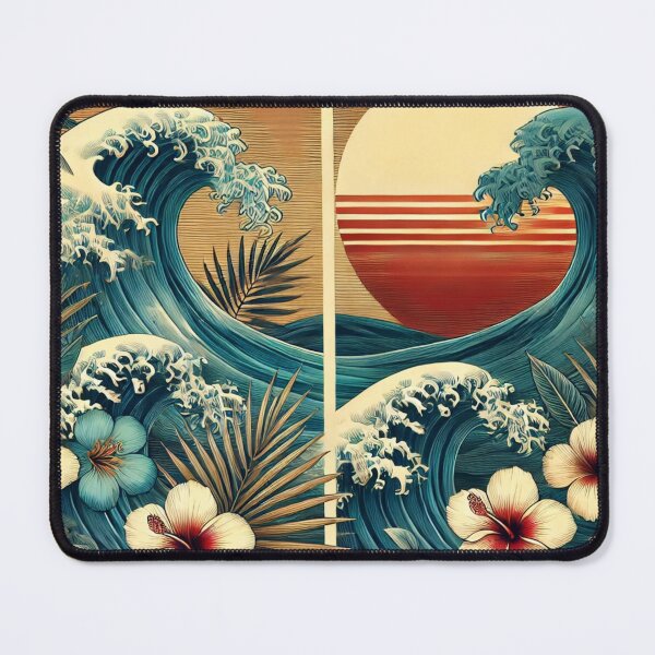 Item preview, Tropical Twins at Dusk - Dual Panel Tropical Wave Art Print designed and sold by MellowLazy.