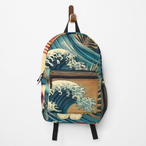 Item preview, Tropical Twins at Dusk - Dual Panel Tropical Wave Art Print designed and sold by MellowLazy.