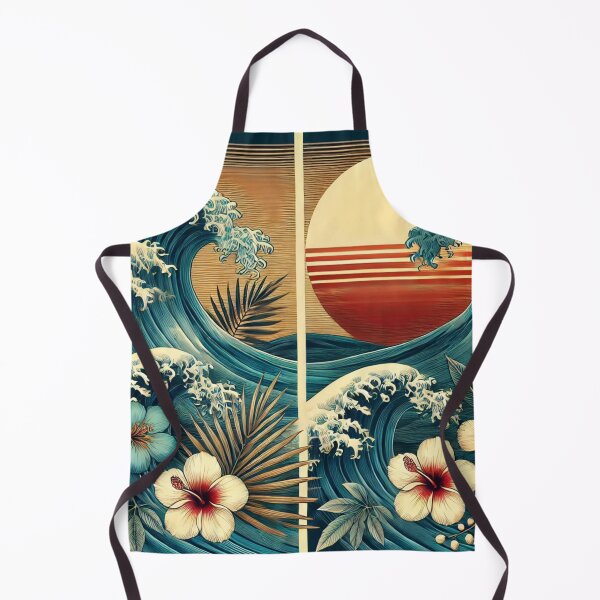 Item preview, Tropical Twins at Dusk - Dual Panel Tropical Wave Art Print designed and sold by MellowLazy.