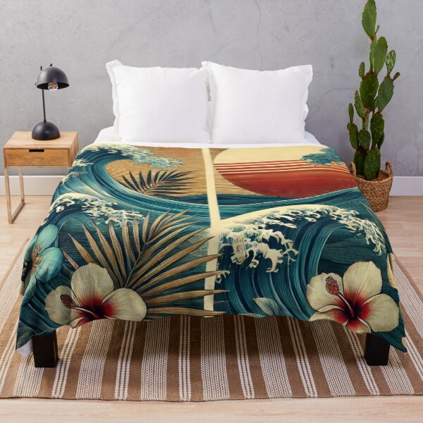 Item preview, Tropical Twins at Dusk - Dual Panel Tropical Wave Art Print designed and sold by MellowLazy.