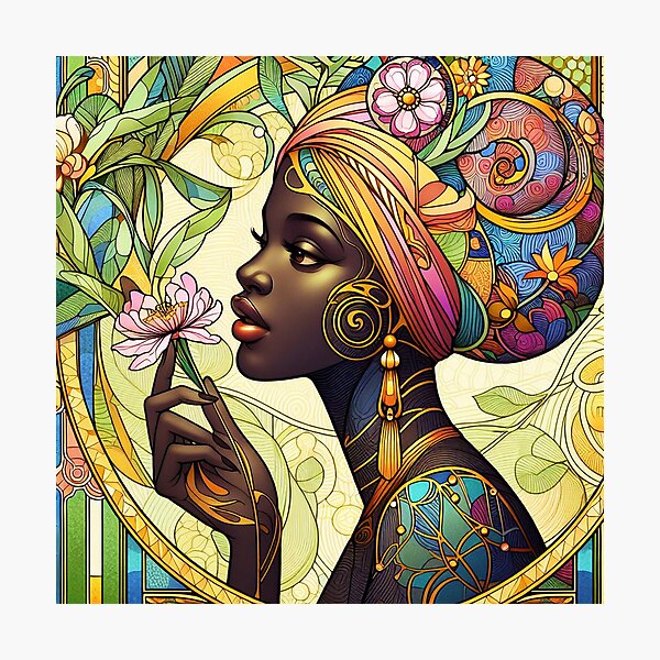 Aperçu de l'œuvre Femme de printemps Art Nouveau - Colorée créée et vendue par HeySpera.
