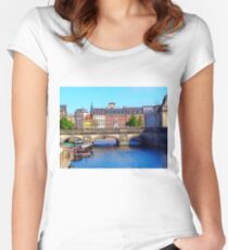 “Beautiful Copenhagen”, Photo / Digital Painting Women's Fitted Scoop T-Shirt