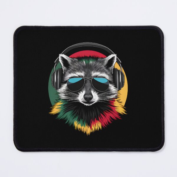 Item preview, Rasta Reggae Music Headphones Jamaican Raccoon designed and sold by HeadTurningArt.
