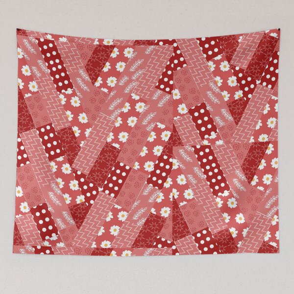 Item preview, Red and white and flower tape inspired pattern designed and sold by ReynoldsFun.
