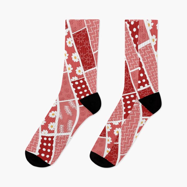 Item preview, Diagonal Red and white and flower tape inspired diagonal pattern designed and sold by ReynoldsFun.